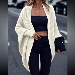 SHEIN Elegant Cream Knit Cardigan